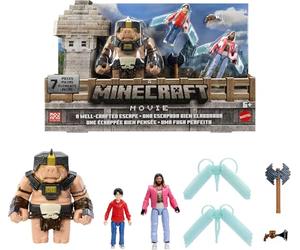 Minecraft Mattel Story Set with 3 Action Figures & 4 Accessories, A Well-Crafted Escape Figure Pack Inspired by A Movie, Toy Collectible
