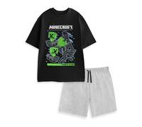 Minecraft Mens Black Beware of the Dark Short Sleeve Short Leg Pyjama Set - Medium