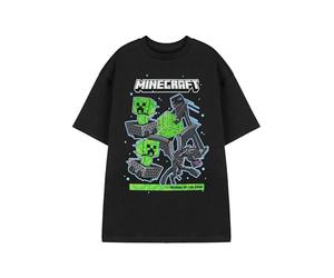 Minecraft Mens Black Graphic Tee | Classic Game Creeper Enderman Tshirt | Beware of the Dark Plain Top | Casual Wear Crew Neck Short Sleeve Pull On Shirt