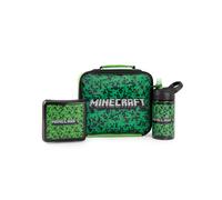 Minecraft Men's Creeper Lunch Bag Bottle & Snack Pot | Boys Green | Officially Licensed Merch Minecraft Green One Size