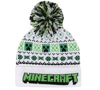 Minecraft Men's Creeper Pom Pom Skiing Beanie in White Minecraft White One Size