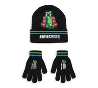 Minecraft Men's Creeper & TNT Beanie & Gloves Set | Boys Black Minecraft Black One Size