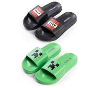 Minecraft Men's Creeper & TNT Sliders | Boys Multicoloured | Officially Licensed Merch | Size: 2 Minecraft Multicolor 2