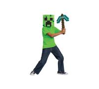 Minecraft Men's Gaming Fancy Dress Creeper Mask & Pickaxe in Green Minecraft Green One Size