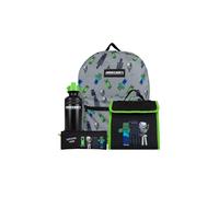 Minecraft Men's School Backpack & Lunch Bag 4 Piece Set in Grey Minecraft Grey One Size
