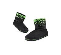 Minecraft Slipper Boots for Boys and Teens - Warm Kids Slippers Size 10-6 Non-Slip House Shoes - Gamer Gifts for Boys (Black/Green, 3/4 UK)