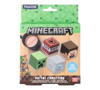 Minecraft Cork-Backed Metal Coasters - Set of 4 - Steve, Creeper, Diamond Ore, TNT Block - Officially Licensed Cool Gift and Decor Gamers | Paladone