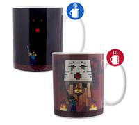 Paladone Minecraft Nether and Steve Heat Change Mug, Officially Licensed Ceramic Coffee Cup Transforms with Hot Drinks, Gaming Gift, Pop Culture Merchandise, 300 ml (10 fl oz)