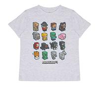 Minecraft Mini Mobs T-Shirt, Kids, 3-15 Years, Heather Grey, Official Merchandise