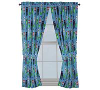 Minecraft Monster Hunters 63" Inch Drapes - Beautiful Room Décor & Easy Set Up, Bedding - Curtains Include 2 Tiebacks, 4 Piece Set (Official Minecraft Product)
