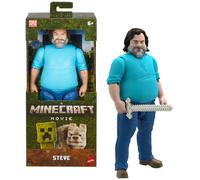 Mattel Minecraft Large-Scale Action Figure, 12-inch Posable Steve Toy Collectibl