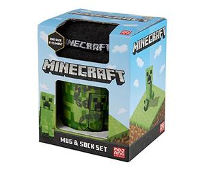 Minecraft Mug and Sock Set | Hot & Cold Drinks | Home Or Office | Gift for Adult Kids | Unisex | OneSize | 312ML - Multi Creeper SSS