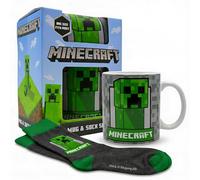Minecraft Mug and Socks Set, Creeper Design 350ml Premium Ceramic Mug with UK 8-10 Socks, Gamer Gift Set for Tea, Coffee & Hot Chocolate