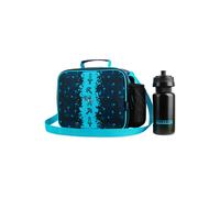 Minecraft Neon Blue Lunch Bag With Bottle In Navy Navy