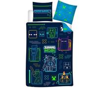 Minecraft Neon Children's Bedding Set, Duvet Cover 140 x 200 cm + Pillowcase 63 x 63 cm