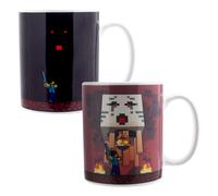 Paladone Minecraft Nether and Steve Heat Change Mug, Officially Licensed Ceramic Coffee Cup Transforms with Hot Drinks, Gaming Gift, Pop Culture Merchandise, 300 ml (10 fl oz)