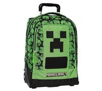 Minecraft Official Minecraft School Trolley Backpack, Replaceable Wheels, Adjustable Handle, 2 Compartments, Front Pocket, Thermoformed Back and Base, Adjustable Padded Shoulder Straps, 36 x 47 x 23