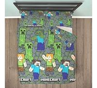 Minecraft Official Single Duvet Cover Set Gamer Design, Green
