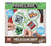 Minecraft Officially Licensed Cross Stitch Charm Set of 4, Creeper, TNT, Sword and Fox, Idea Gamer Gift for Boys and Gifts, Arts and Crafts DIY Gaming Decor and Accessory | Paladone