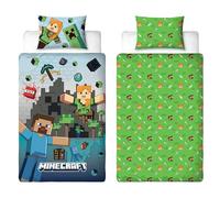 Minecraft Officially Licensed Single Duvet Cover Set | Reversible Bedding with Level Design 2 Sided Includes Matching Pillowcase | Single Set