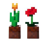 Minecraft Orange Tulip and Poppy Flower Pot Mood Lights | Set of 2, Brown, One Size