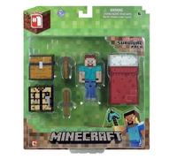 Minecraft 3" Series 1 Survival Kit Pack with Leather Steve Figure