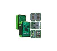 Minecraft Pencil Case, Large Pencil Case 3 Compartment Filled with School Supplies, Gifts (Green Creeper)
