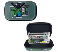 Minecraft Pencil Case Set with Stickers and Gel Pens for Kids, Molded with Zip Closure