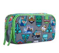 Minecraft Pencil Cases with Compartments, Large Capacity Boys Girls Pencil Pen Cases, Lightweight Portable Kids Pen Pouch, School Work Stationary Supplies, Gamer Gifts (Green/Multi Minecraft)