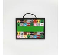 Minecraft Personalised Door Plaque Sign 23x17cm - Custom Name Kids Bedroom or Gamer Room Decor with Alphabet Sticker Sheets & Hanging Rope - Creeper, Steve, TNT and Block Pixel Game Design