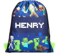 Minecraft Personalised Drawstring Bag for Kids, Dark Blue