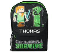 Minecraft Personalised Kids Backpack Gaming Gamers Rucksack School Bag (Personalised Survive)