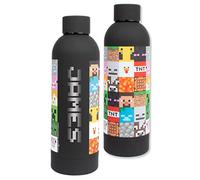 Minecraft Personalised Kids' Stainless Steel Leakproof BPA Free 700ML Black Water Bottle Gift for Boys