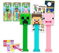 Minecraft PEZ Dispensers Set - Bundle 3 Pez Featuring Creeper, Steve, Alex, Pig Plus Stickers, More | Minecraft 3 PEZ Candy Dispenser & 6 Candy Refills