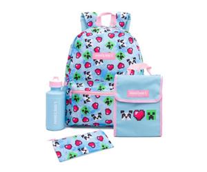 Minecraft Pixel Backpack Set Blue/pink (One Size)