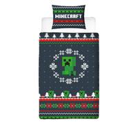 Minecraft Pixel Christmas Reversible Duvet Set | Size: Single Minecraft Multicolor Single