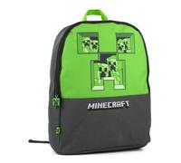 Minecraft Pixel Creeper Backpack - Grey Kids School Rucksack with Green Accents, Padded Back & Straps, 35x27x12 cm - Licensed Merchandise