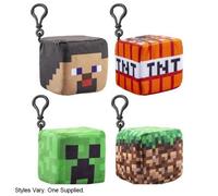 PMS International Plush Cube Clip-On Minecraft Multicolor 8cm Assorted Designs (Pack of 1)