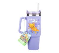 Paladone Minecraft Axolotl 900 ml Purple Insulated Cup and Straw, Officially Licensed Quencher Travel Cup with Handle for Iced Tea or Coffee, Gaming Merchandise