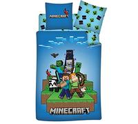 Minecraft Ready to Survive 3-Piece Single Bedding Set, Duvet Cover 140 x 200 cm + Pillowcase 63 x 63 cm + Fitted Sheet 90 x 190 cm