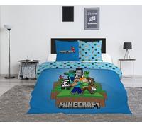 Minecraft Ready to Survive Double Bedding Set, Reversible Duvet Cover 240 x 220 cm + 2 Pillowcases 63 x 63 cm