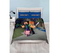 Minecraft Reversible Duvet Cover Set in Light Blue | Size: Double Minecraft Light Blue Double