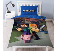 Minecraft Reversible Single Duvet Cover Set, Polyester-Cotton, Blue