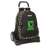 MINECRAFT - School Backpack, Ergonomic Back, with Safta Evolution Trolley, Ideal for Children of Different Ages, Comfortable and Versatile, Quality and Resistance, 32 x 16 x 44 cm