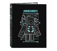 Minecraft Screen - Folder with 4 Rings, Ideal for Children of Different Ages, Comfortable and Versatile, Quality and Resistance, 26.5 x 33 cm