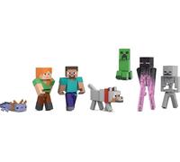 Minecraft Set of 7 Action Figures, World Builder Pack, 8.3cm Scale Character Collection, Includes Steve, Ari, Enderman and More