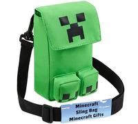 Minecraft Shoulder Bag for Kids & Teenagers, Creeper Sling Bag With Adjustable Strap, Travel & Holiday Essentials, Gamer Gifts for Boys (Green Creeper 2)