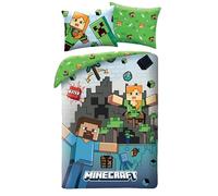 Minecraft Single Duvet Cover 140x200 + Pillowcase 100% Cotton Steve Alex