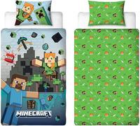Minecraft Single Duvet Kids Gaming Reversible Bedding Green Quilt Cover