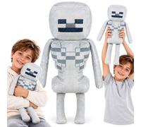 Minecraft Skeleton Soft Toy 28cm Officially Licensed Plush Collectible Video Game Character Gift for Kids and Fans White Pixel Skeleton Plushie Cuddly Toy Bedroom Decor Birthday Present Idea